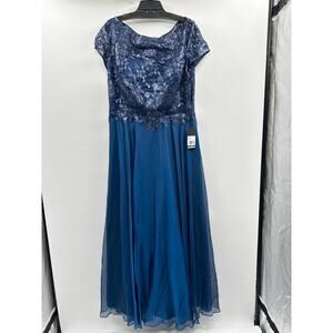 La Femme Womens Floral Lace & Satin Gown Sz 16